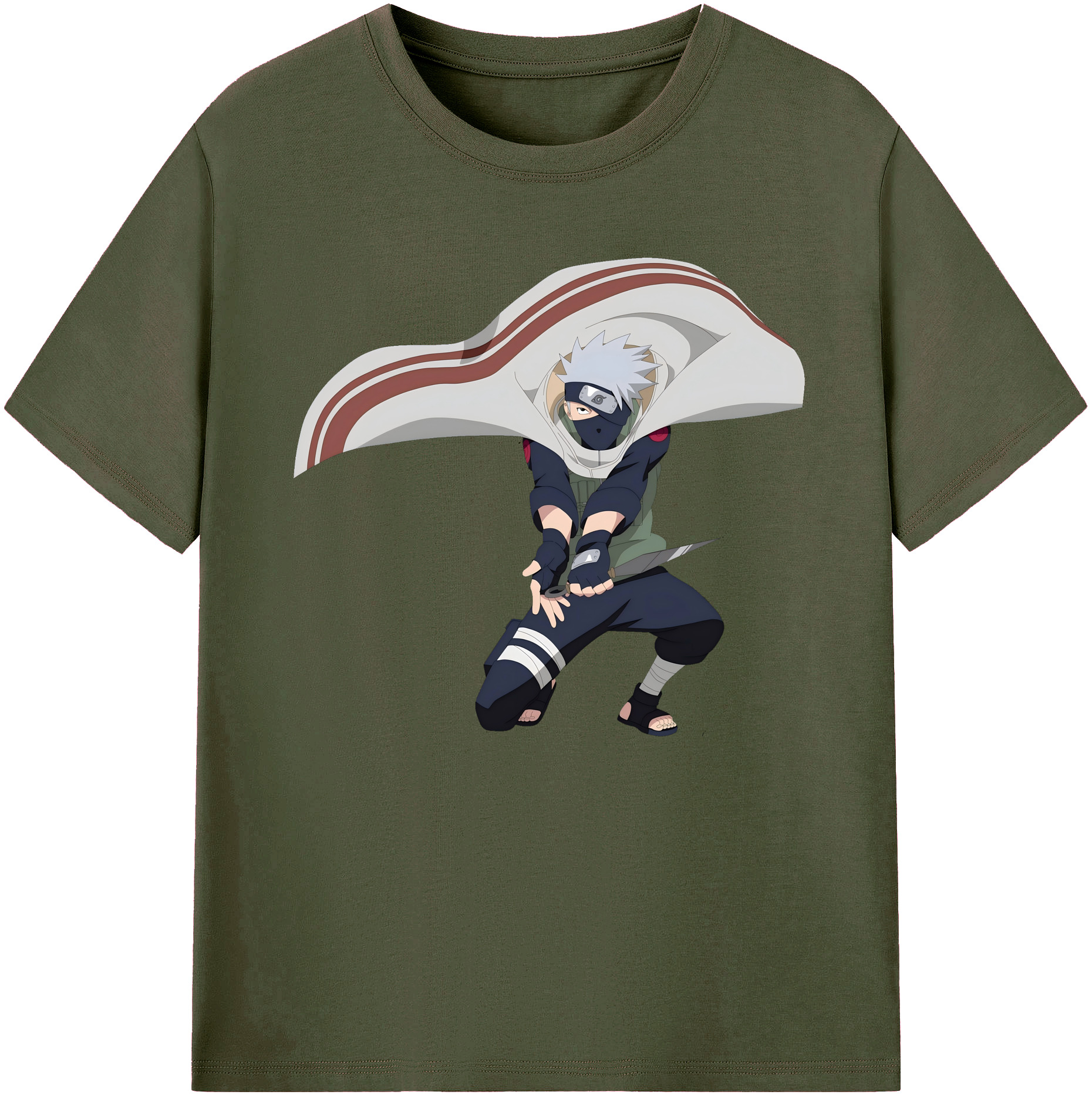 （画像用） NARUTO -ナルト- はたけ カカシ Hatake Kakashi 綿100％ メンズ半袖Tシャツ｜肌触りやわらか＆通気性